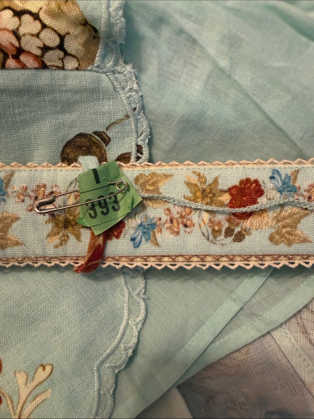 HEMANT & NANDITA Strapless Light Blue Floral Dress with Belt - Picture 9 of 9